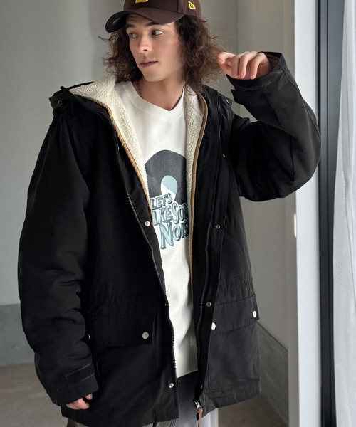 セール】《JaVa ジャバコラボ》3WAYミドル丈無地マウンテンパーカー