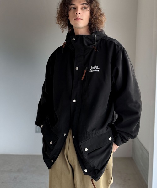 セール】《JaVa ジャバコラボ》3WAYミドル丈無地マウンテンパーカー