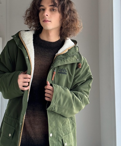セール】《JaVa ジャバコラボ》3WAYミドル丈無地マウンテンパーカー