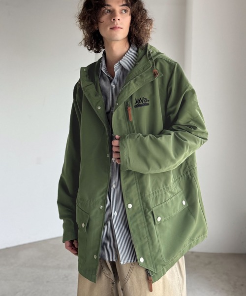 セール】《JaVa ジャバコラボ》3WAYミドル丈無地マウンテンパーカー