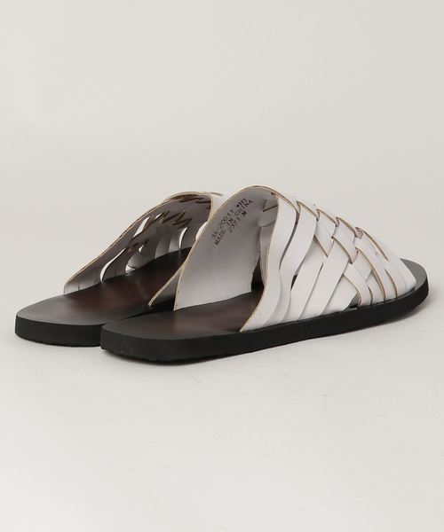 AAA+（サンエープラス）の「AAA / PUレザー編み込みスリッポンサンダル(2371)　ワンマイルサンダル　スライドサンダル（サンダル・メンズ・ホワイト/ブラック・M/L/LL）」の3枚目の写真