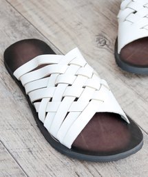 AAA / PUレザー編み込みスリッポンサンダル(2371) ワンマイルサンダル スライドサンダル