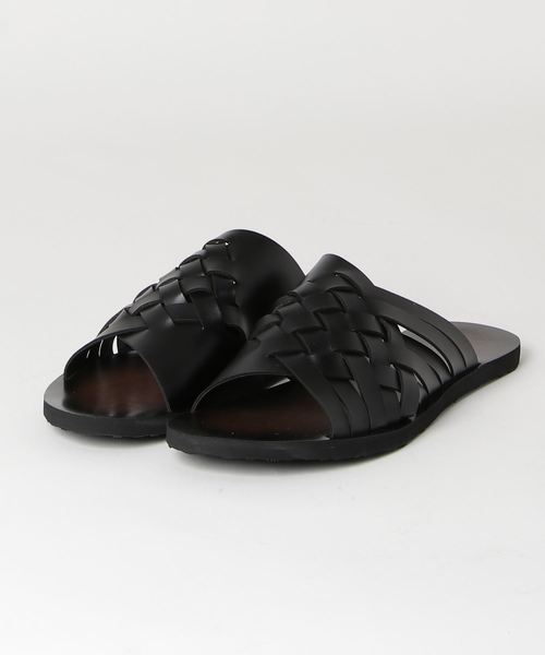 AAA+（サンエープラス）の「AAA / PUレザー編み込みスリッポンサンダル(2371)　ワンマイルサンダル　スライドサンダル（サンダル・メンズ・ホワイト/ブラック・M/L/LL）」の6枚目の写真