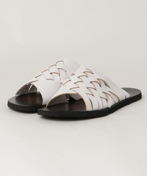 AAA+（サンエープラス）の「AAA / PUレザー編み込みスリッポンサンダル(2371)　ワンマイルサンダル　スライドサンダル（サンダル・メンズ・ホワイト/ブラック・M/L/LL）」の5枚目の写真