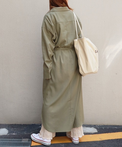 Riberry（リベリー）の「フラップポケットロングシャツジャケット（シャツ/ブラウス・レディース・ベージュ/オフホワイト/カーキ/モカ・MEDIUM）」の11枚目の写真