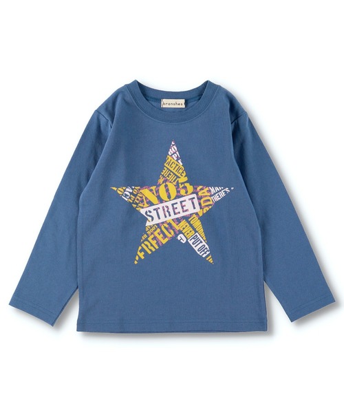 BRANSHES(ブランシェス)の「星プリント長袖Tシャツ(Tシャツ/カットソー・キッズ・ライトグレー/ネイビー・90cm/150cm/140cm/80cm/120cm/130cm/110cm/100cm)」の2枚目の写真