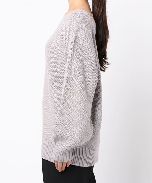 ENVYM(アンビー)の「バイアスKNIT PO(ニット/セーター・レディース・ブラック/グレー・FREE)」の3枚目の写真
