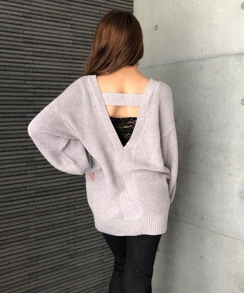 ENVYM(アンビー)の「バイアスKNIT PO(ニット/セーター・レディース・ブラック/グレー・FREE)」の1枚目の写真