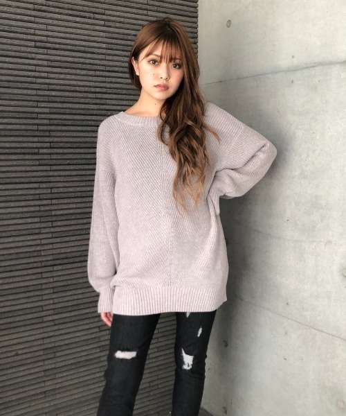 ENVYM(アンビー)の「バイアスKNIT PO(ニット/セーター・レディース・ブラック/グレー・FREE)」の5枚目の写真