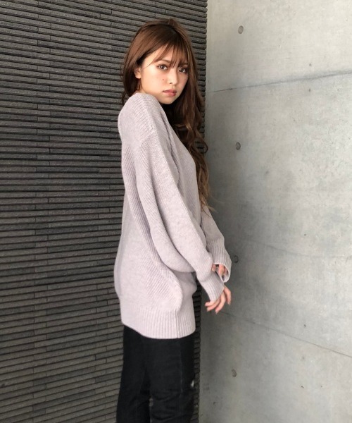 ENVYM(アンビー)の「バイアスKNIT PO(ニット/セーター・レディース・ブラック/グレー・FREE)」の6枚目の写真