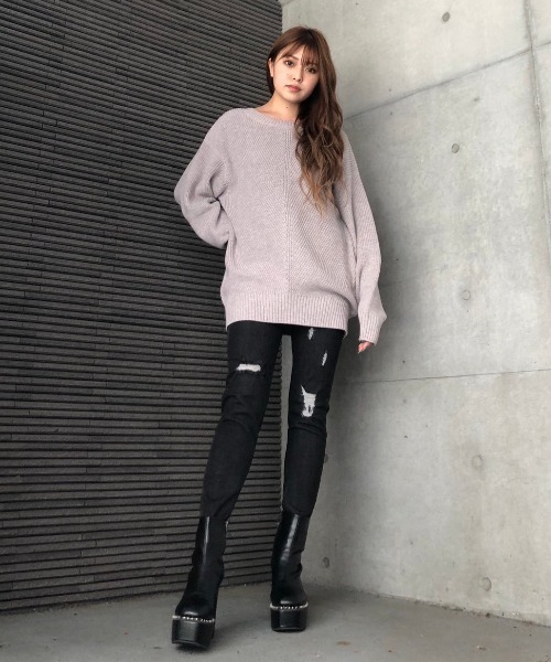 ENVYM(アンビー)の「バイアスKNIT PO(ニット/セーター・レディース・ブラック/グレー・FREE)」の10枚目の写真