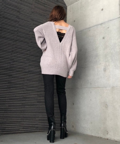 ENVYM(アンビー)の「バイアスKNIT PO(ニット/セーター・レディース・ブラック/グレー・FREE)」の11枚目の写真