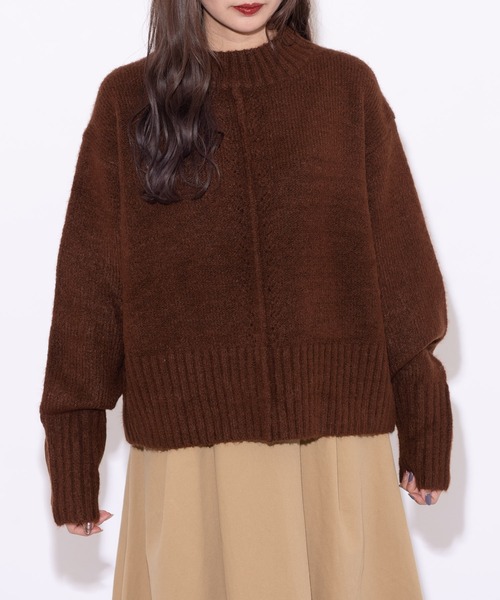 MERLOT（メルロー）の「バックスリットアウトリンキングニット（ニット/セーター・レディース・ネイビー/ブラウン/モカ・FREE）」の21枚目の写真