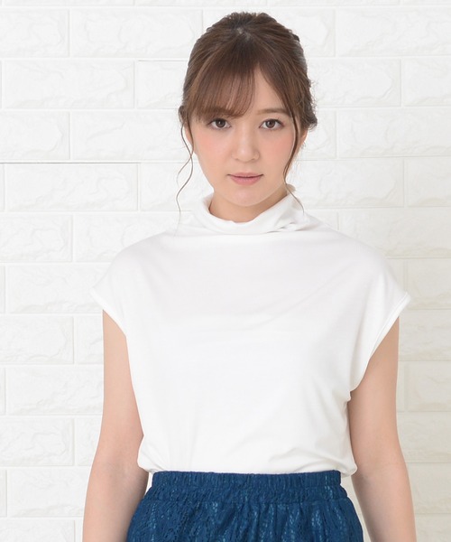 Lace Ladies(レースレディース)の「ハイネックフレンチスリーブ ソフト カットソー(Tシャツ/カットソー・レディース・グレー/ホワイト/グリーン/ブラウン/モカ/ブラック/レッド/ピンク・M/XL)」の17枚目の写真