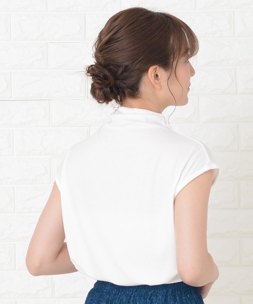 Lace Ladies(レースレディース)の「ハイネックフレンチスリーブ ソフト カットソー(Tシャツ/カットソー・レディース・グレー/ホワイト/グリーン/ブラウン/モカ/ブラック/レッド/ピンク・M/XL)」の19枚目の写真