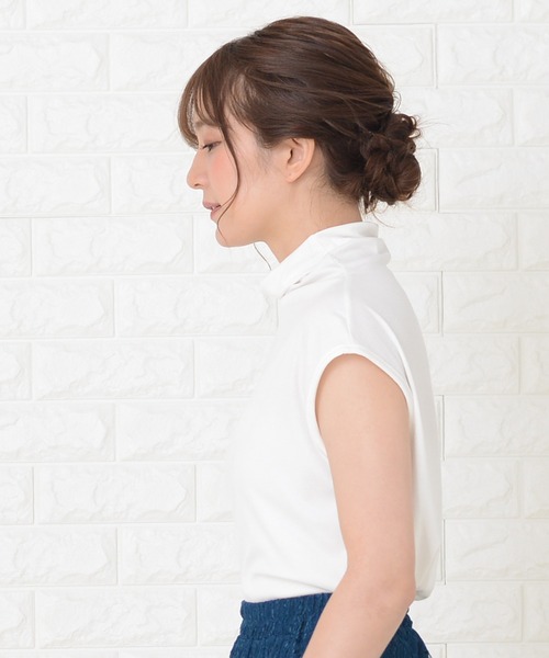 Lace Ladies(レースレディース)の「ハイネックフレンチスリーブ ソフト カットソー(Tシャツ/カットソー・レディース・グレー/ホワイト/グリーン/ブラウン/モカ/ブラック/レッド/ピンク・M/XL)」の20枚目の写真