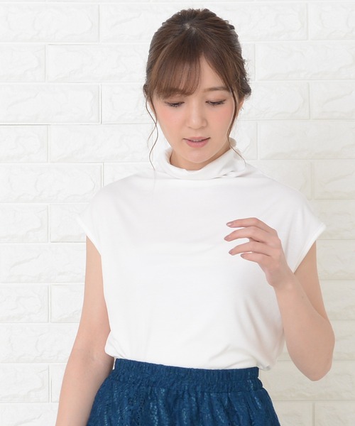 Lace Ladies(レースレディース)の「ハイネックフレンチスリーブ ソフト カットソー(Tシャツ/カットソー・レディース・グレー/ホワイト/グリーン/ブラウン/モカ/ブラック/レッド/ピンク・M/XL)」の21枚目の写真