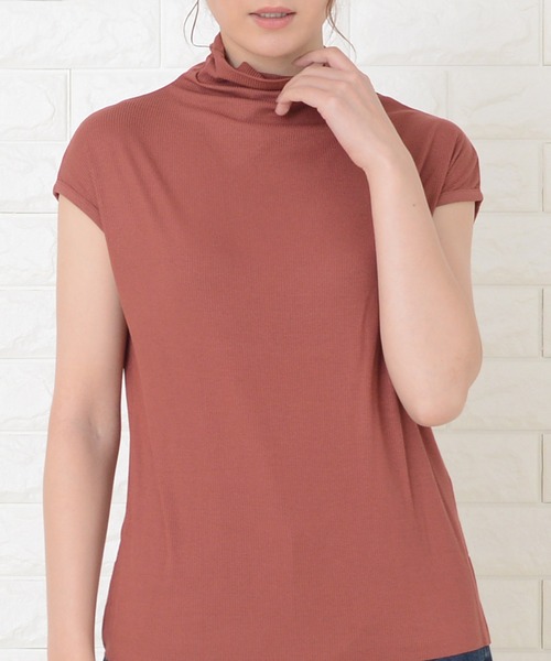 Lace Ladies(レースレディース)の「ハイネックフレンチスリーブ ソフト カットソー(Tシャツ/カットソー・レディース・グレー/ホワイト/グリーン/ブラウン/モカ/ブラック/レッド/ピンク・M/XL)」の15枚目の写真
