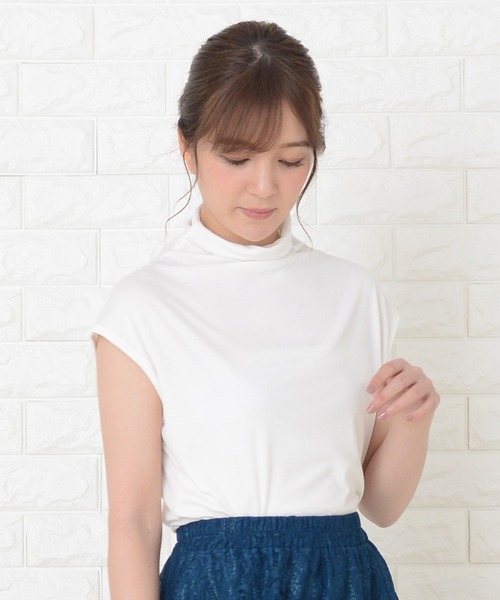 Lace Ladies(レースレディース)の「ハイネックフレンチスリーブ ソフト カットソー(Tシャツ/カットソー・レディース・グレー/ホワイト/グリーン/ブラウン/モカ/ブラック/レッド/ピンク・M/XL)」の22枚目の写真
