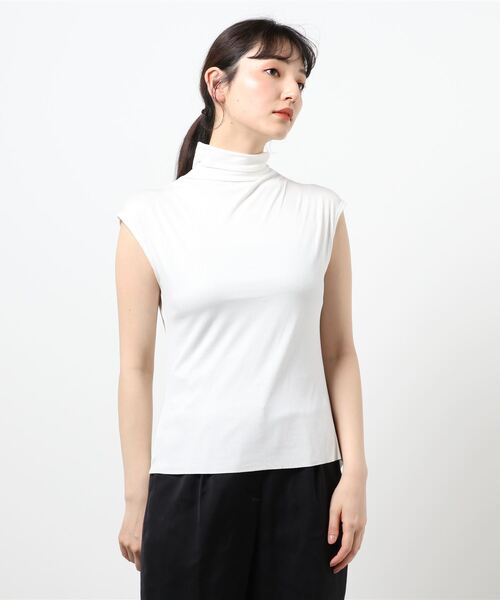 Lace Ladies(レースレディース)の「ハイネックフレンチスリーブ ソフト カットソー(Tシャツ/カットソー・レディース・グレー/ホワイト/グリーン/ブラウン/モカ/ブラック/レッド/ピンク・M/XL)」の13枚目の写真