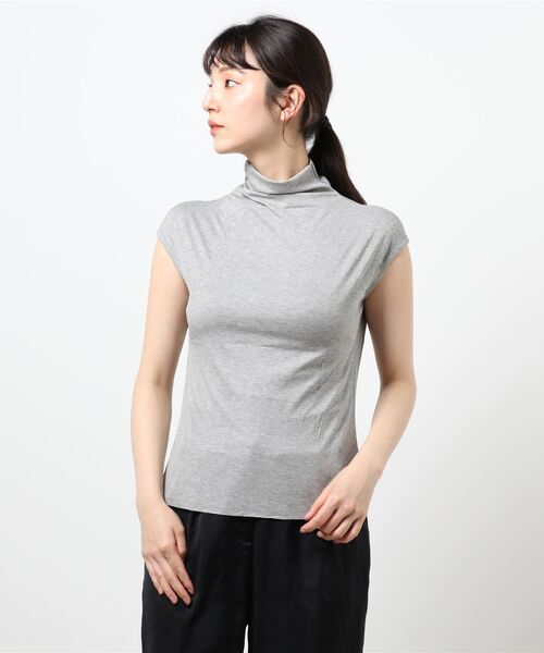 Lace Ladies(レースレディース)の「ハイネックフレンチスリーブ ソフト カットソー(Tシャツ/カットソー・レディース・グレー/ホワイト/グリーン/ブラウン/モカ/ブラック/レッド/ピンク・M/XL)」の11枚目の写真