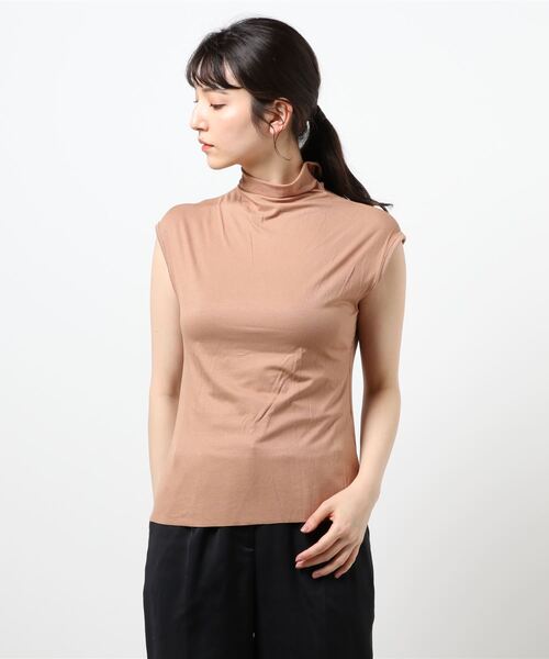 Lace Ladies(レースレディース)の「ハイネックフレンチスリーブ ソフト カットソー(Tシャツ/カットソー・レディース・グレー/ホワイト/グリーン/ブラウン/モカ/ブラック/レッド/ピンク・M/XL)」の10枚目の写真