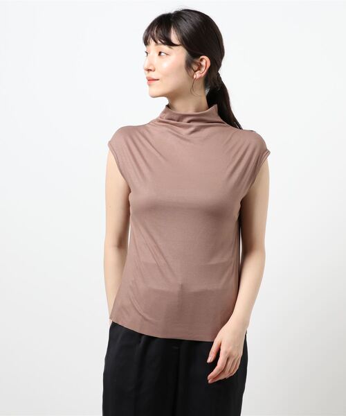 Lace Ladies(レースレディース)の「ハイネックフレンチスリーブ ソフト カットソー(Tシャツ/カットソー・レディース・グレー/ホワイト/グリーン/ブラウン/モカ/ブラック/レッド/ピンク・M/XL)」の9枚目の写真