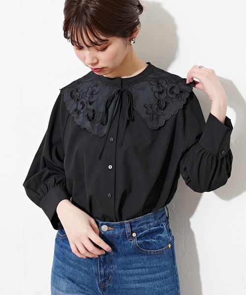 natural couture(ナチュラルクチュール)の「【WEB限定】BIGつけ衿おんなのこブラウス(シャツ/ブラウス・レディース・ベージュ/ブラック/オフホワイト・FREE)」の12枚目の写真