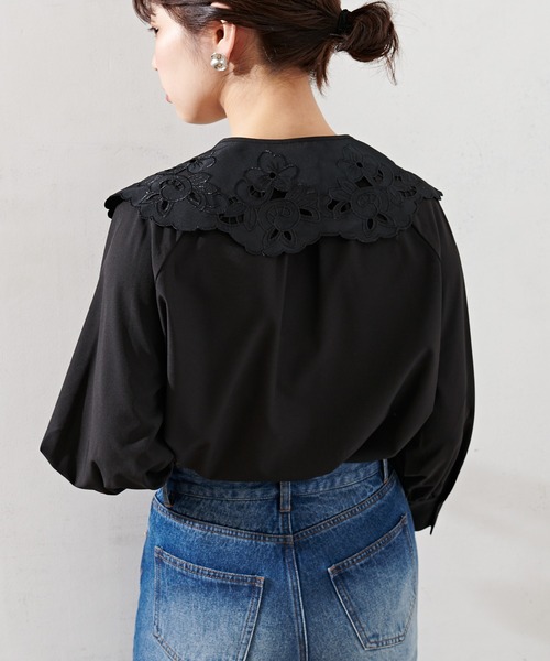 natural couture(ナチュラルクチュール)の「【WEB限定】BIGつけ衿おんなのこブラウス(シャツ/ブラウス・レディース・ベージュ/ブラック/オフホワイト・FREE)」の13枚目の写真