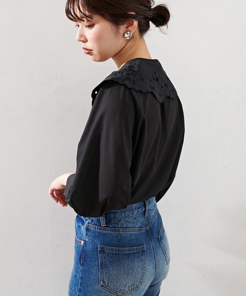natural couture(ナチュラルクチュール)の「【WEB限定】BIGつけ衿おんなのこブラウス(シャツ/ブラウス・レディース・ベージュ/ブラック/オフホワイト・FREE)」の14枚目の写真