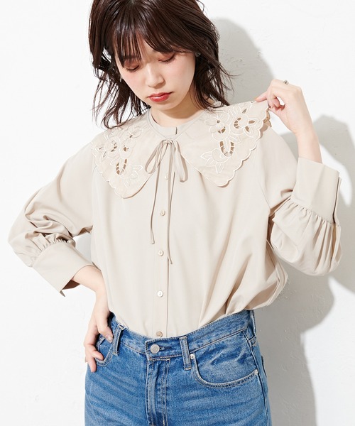 natural couture(ナチュラルクチュール)の「【WEB限定】BIGつけ衿おんなのこブラウス(シャツ/ブラウス・レディース・ベージュ/ブラック/オフホワイト・FREE)」の18枚目の写真