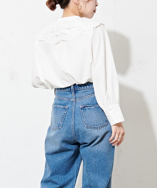 natural couture(ナチュラルクチュール)の「【WEB限定】BIGつけ衿おんなのこブラウス(シャツ/ブラウス・レディース・ベージュ/ブラック/オフホワイト・FREE)」の5枚目の写真