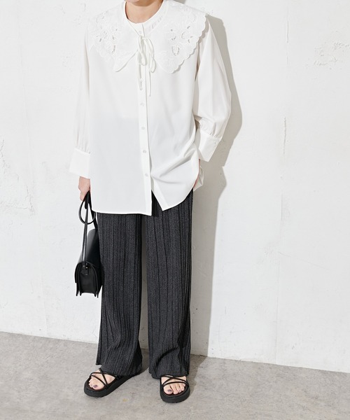 natural couture(ナチュラルクチュール)の「【WEB限定】BIGつけ衿おんなのこブラウス(シャツ/ブラウス・レディース・ベージュ/ブラック/オフホワイト・FREE)」の11枚目の写真