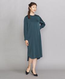BEAUTY&YOUTH UNITED ARROWS | BY DRESS サテンノーカラーロングスリーブワンピース(ドレス)