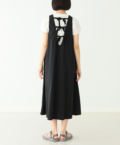 BEAMS BOY（ビームスボーイ）の「BEAMS BOY / ナイロン タッサー C-1 ノースリーブ ワンピース（ワンピース・レディース・ブラック/オリーブ・ONE SIZE）」の5枚目の写真