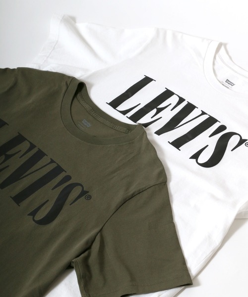 Levi's(リーバイス)の「Leiv's/リーバイス 90`S SERIF ロゴプリントTシャツ(Tシャツ/カットソー・メンズ・ホワイト/オリーブ・S/M)」の3枚目の写真
