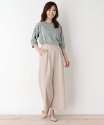 pink adobe | ◆【M-LL】リネンライクサス付きワイドパンツ(その他パンツ)