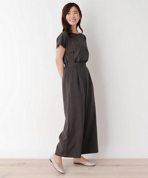 pink adobe（ピンクアドベ）の「◆【M-LL】リネンライクサス付きワイドパンツ（その他パンツ・レディース・ナチュラル/ブラウン系/チャコールグレー・42/38/40）」の13枚目の写真