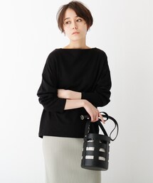 OPAQUE.CLIP | スーピマコットン度詰め天竺 ボートネックワイドカットソー(Tシャツ/カットソー)