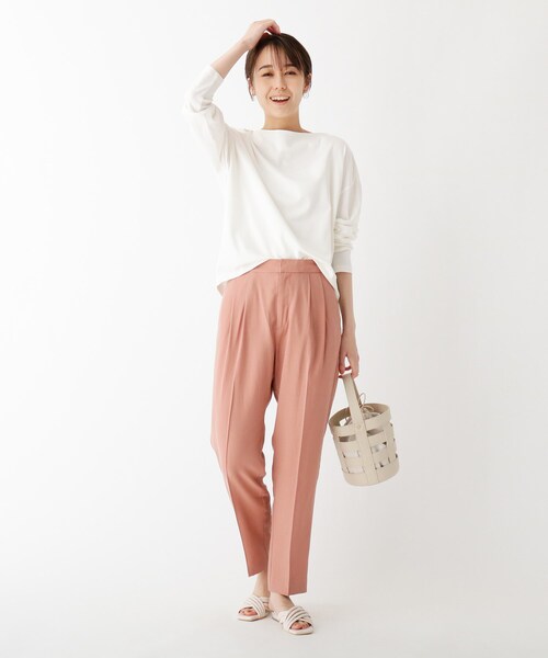 OPAQUE.CLIP(オペークドットクリップ)の「◆スーピマコットン度詰め天竺 ボートネックワイドカットソー(Tシャツ/カットソー・レディース・ホワイト系/ブラック/オリーブ/サンドベージュ・38/40/42)」の10枚目の写真