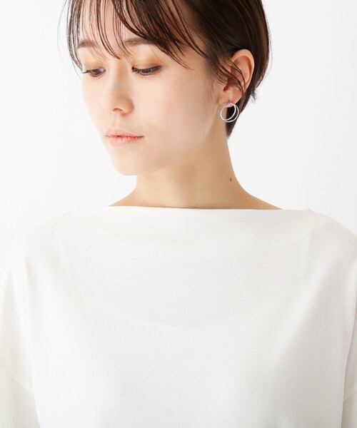 OPAQUE.CLIP(オペークドットクリップ)の「◆スーピマコットン度詰め天竺 ボートネックワイドカットソー(Tシャツ/カットソー・レディース・ホワイト系/ブラック/オリーブ/サンドベージュ・38/40/42)」の13枚目の写真
