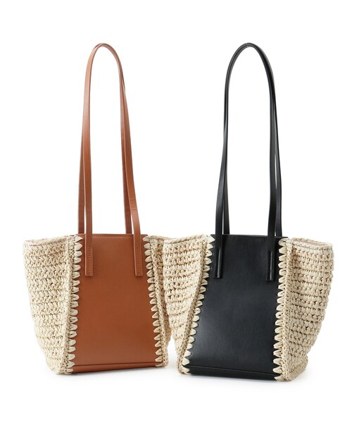 AG by aquagirl（エージーバイアクアガール）の「◆ペーパーコンビミニトートバッグ（トートバッグ・レディース・キャメル/ブラック・00）」の6枚目の写真