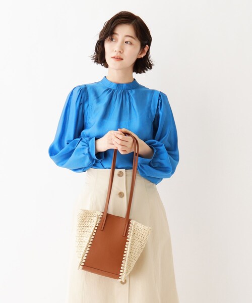 AG by aquagirl（エージーバイアクアガール）の「◆ペーパーコンビミニトートバッグ（トートバッグ・レディース・キャメル/ブラック・00）」の4枚目の写真