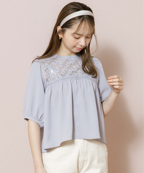 flower - flower★今期フィールドブルームブラウス お花レース襟 glass bloom blouse～ｸﾞﾗｽﾌﾞﾙｰﾑﾌﾞﾗｳｽ | flower／フラワー公式通販