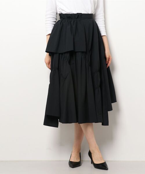 me⭐︎黒シャーリング？絞り?スカート⭐︎フリーサイズ GATHER SHIRRING SKIRT(1 BLACK): STUDIOUS: WOMENS｜ STUDIOUS