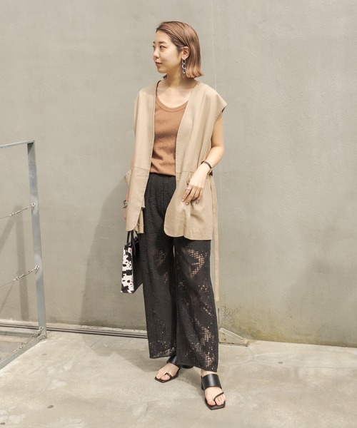 CAPRICIEUX LE'MAGE（カプリシューレマージュ）の「刺繍レースパンツ（その他パンツ・レディース・ブラック/ブラウン/オフホワイト・FREE）」の5枚目の写真