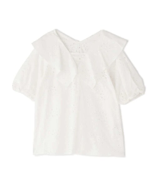 N.（N. Natural Beauty Basic）（エヌエヌナチュラルビューティーベーシック）の「◆襟風ラッフルブラウス（Tシャツ/カットソー・レディース・ブラック/オフホワイト・MEDIUM）」の11枚目の写真