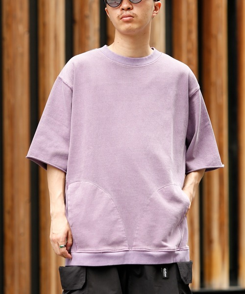 CIAOPANIC（チャオパニック）の「ドライタッチ天竺コットンビッグシルエットプルオーバーTシャツ（Tシャツ/カットソー・メンズ・チャコールグレー/パープル/ベージュ/オフホワイト・MEDIUM/LARGE）」の4枚目の写真