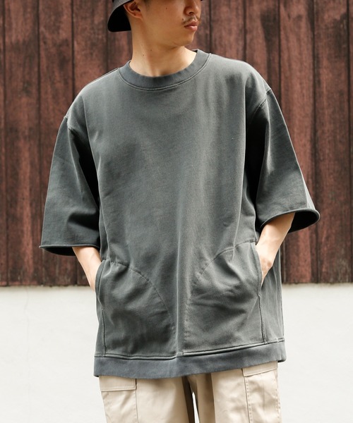 CIAOPANIC（チャオパニック）の「ドライタッチ天竺コットンビッグシルエットプルオーバーTシャツ（Tシャツ/カットソー・メンズ・チャコールグレー/パープル/ベージュ/オフホワイト・MEDIUM/LARGE）」の2枚目の写真