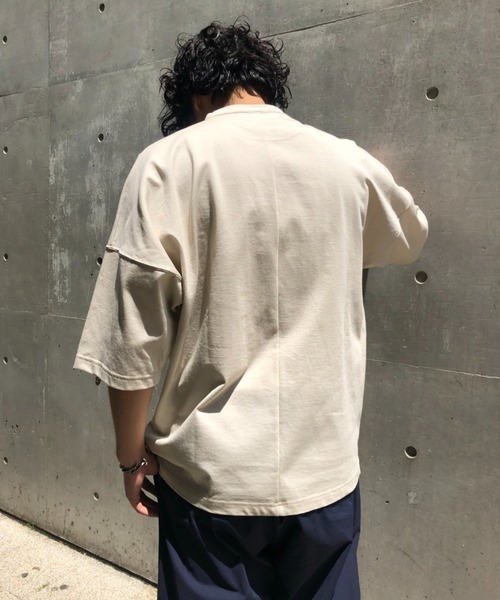 CIAOPANIC（チャオパニック）の「ドライタッチ天竺コットンビッグシルエットプルオーバーTシャツ（Tシャツ/カットソー・メンズ・チャコールグレー/パープル/ベージュ/オフホワイト・MEDIUM/LARGE）」の16枚目の写真